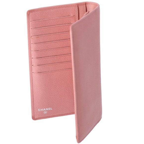 CHANEL CC Logo Camellia Long Wallet Pink Pebbled Leather - Picture 5 of 8